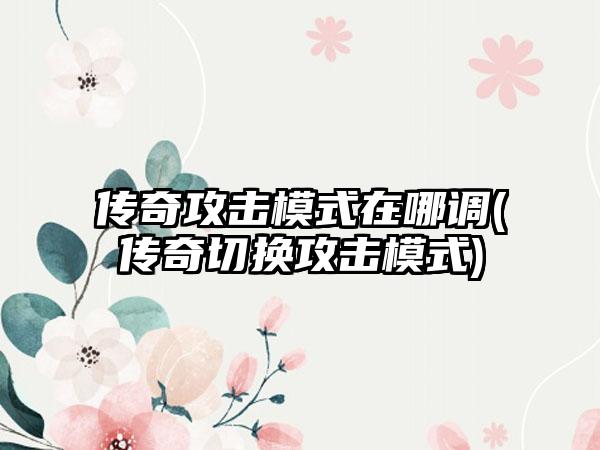 传奇攻击模式在哪调(传奇切换攻击模式)