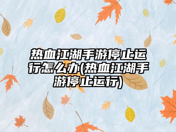 热血江湖手游停止运行怎么办(热血江湖手游停止运行)
