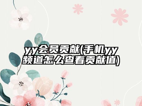 yy会员贡献(手机yy频道怎么查看贡献值)