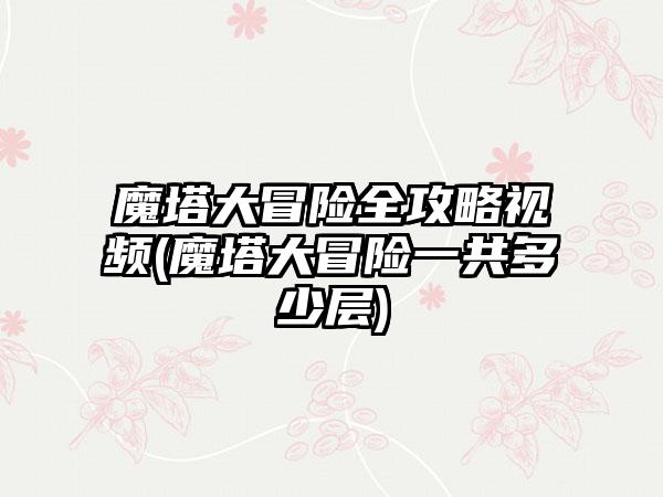 魔塔大冒险全攻略视频(魔塔大冒险一共多少层)