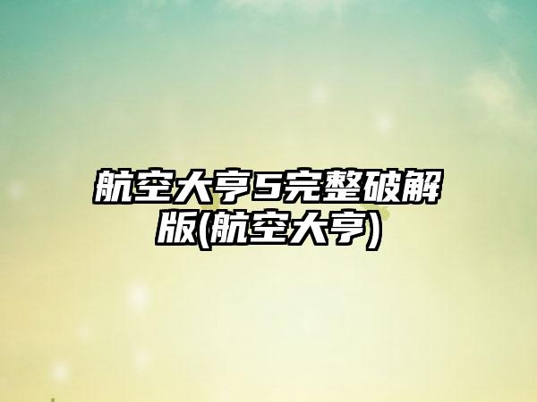 航空大亨5完整破解版(航空大亨)