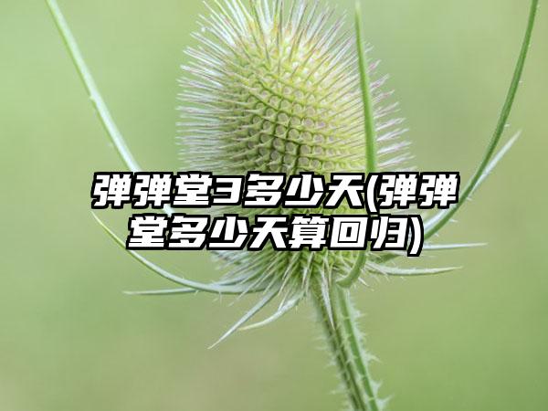 弹弹堂3多少天(弹弹堂多少天算回归)