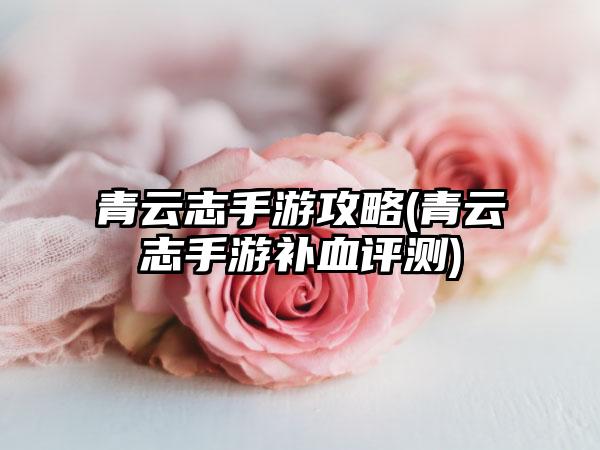 青云志手游攻略(青云志手游补血评测)