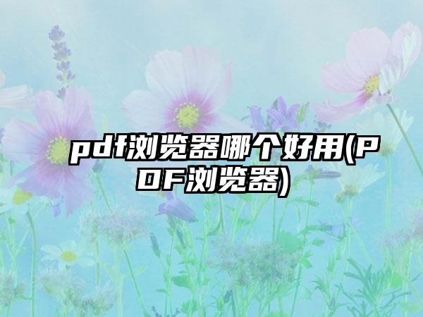 pdf浏览器哪个好用(PDF浏览器)