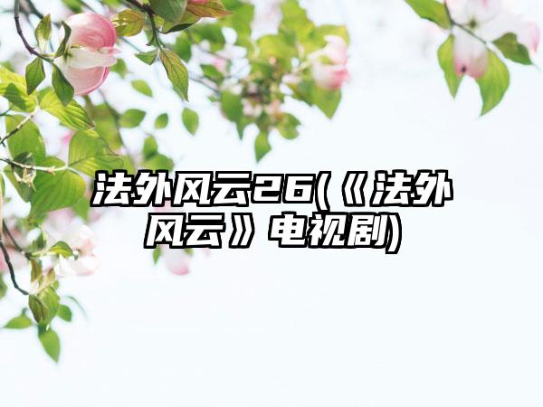 法外风云26(《法外风云》电视剧)