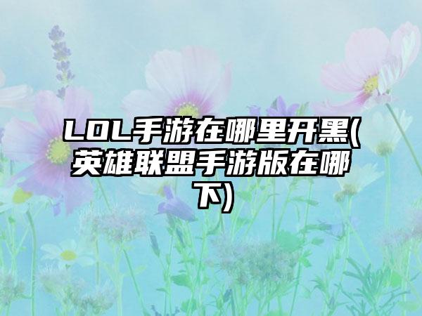 LOL手游在哪里开黑(英雄联盟手游版在哪下)
