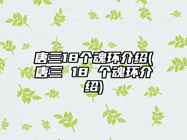 唐三18个魂环介绍(唐三 18 个魂环介绍)