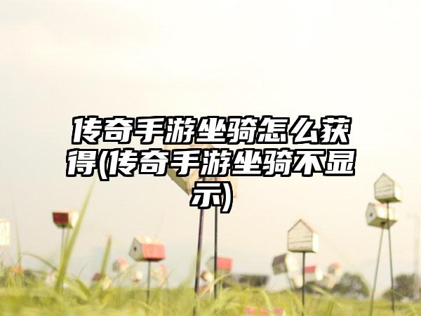 传奇手游坐骑怎么获得(传奇手游坐骑不显示)