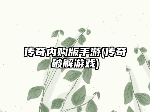 传奇内购版手游(传奇破解游戏)