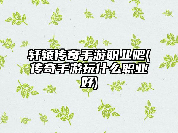 轩辕传奇手游职业吧(传奇手游玩什么职业好)