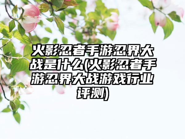 火影忍者手游忍界大战是什么(火影忍者手游忍界大战游戏行业评测)