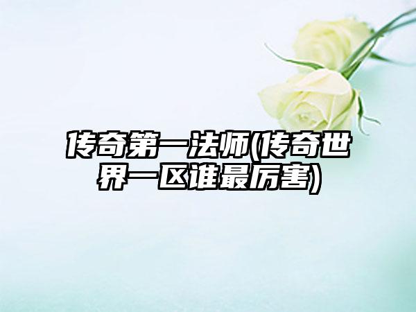 传奇第一法师(传奇世界一区谁最厉害)