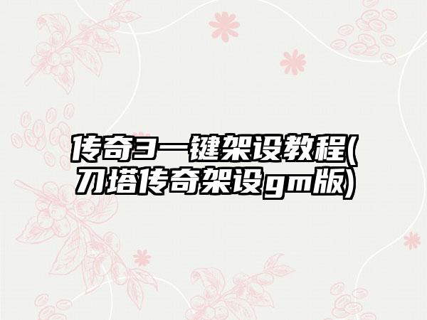 传奇3一键架设教程(刀塔传奇架设gm版)