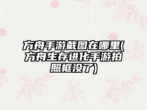 方舟手游截图在哪里(方舟生存进化手游拍照框没了)