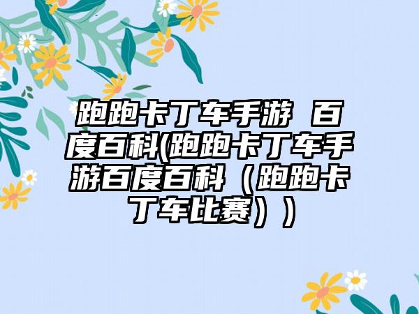 跑跑卡丁车手游 百度百科(跑跑卡丁车手游百度百科（跑跑卡丁车比赛）)