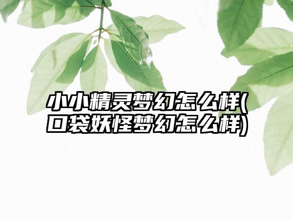 小小精灵梦幻怎么样(口袋妖怪梦幻怎么样)