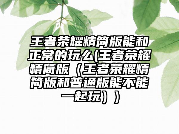 王者荣耀精简版能和正常的玩么(王者荣耀精简版（王者荣耀精简版和普通版能不能一起玩）)