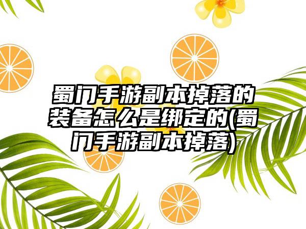 蜀门手游副本掉落的装备怎么是绑定的(蜀门手游副本掉落)