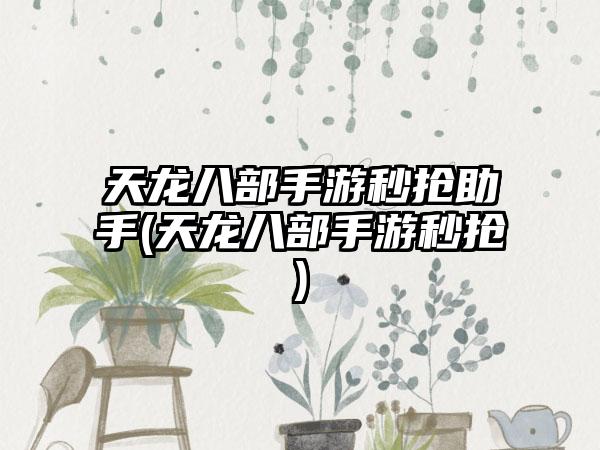 天龙八部手游秒抢助手(天龙八部手游秒抢)