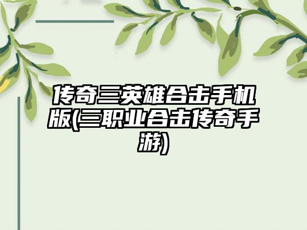 传奇三英雄合击手机版(三职业合击传奇手游)