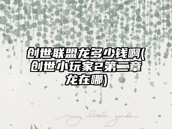 创世联盟龙多少钱啊(创世小玩家2第二章龙在哪)