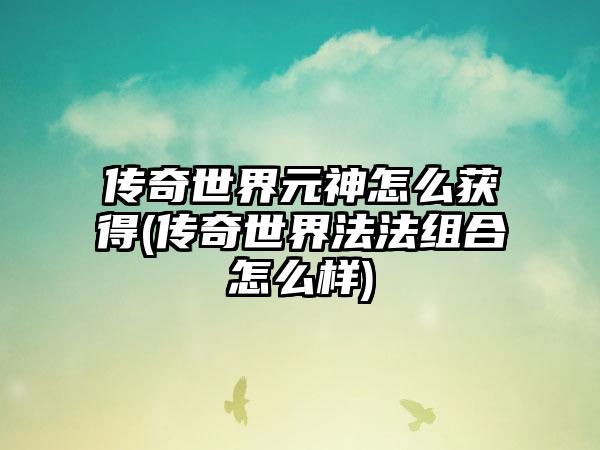 传奇世界元神怎么获得(传奇世界法法组合怎么样)