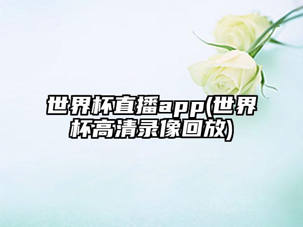 世界杯直播app(世界杯高清录像回放)