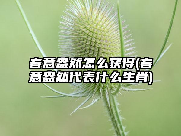 春意盎然怎么获得(春意盎然代表什么生肖)