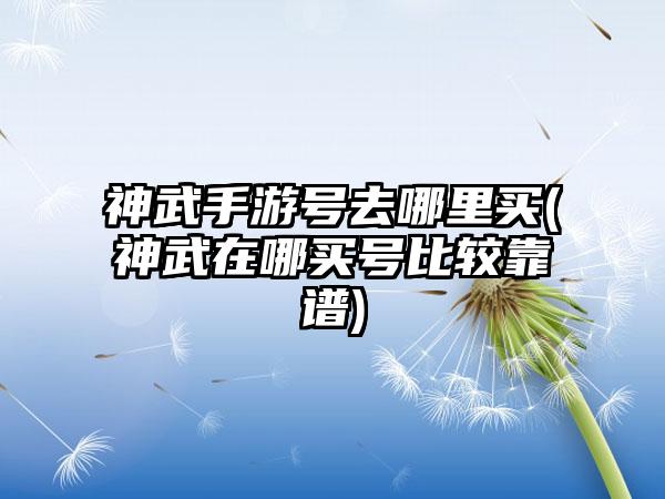 神武手游号去哪里买(神武在哪买号比较靠谱)