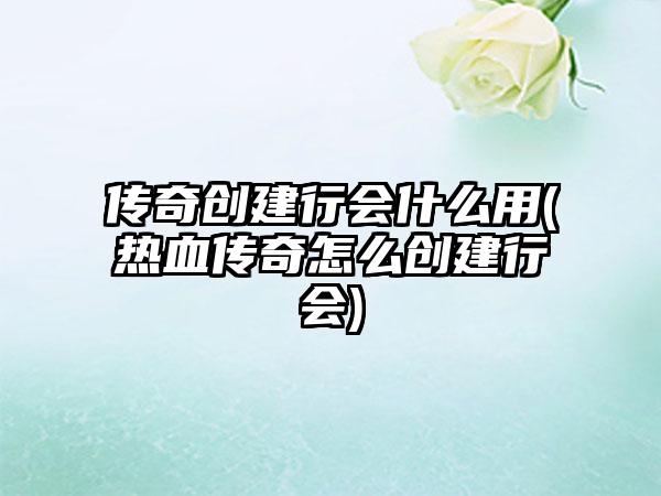 传奇创建行会什么用(热血传奇怎么创建行会)