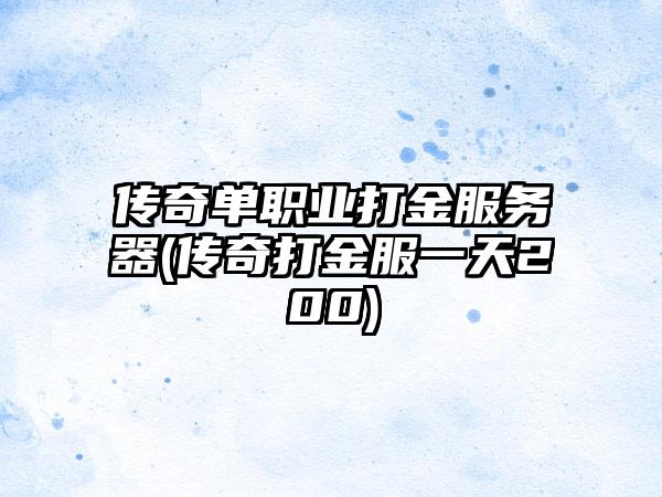 传奇单职业打金服务器(传奇打金服一天200)