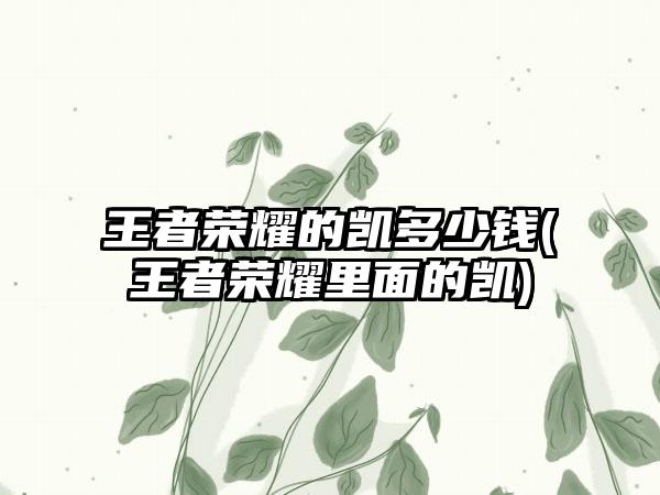 王者荣耀的凯多少钱(王者荣耀里面的凯)