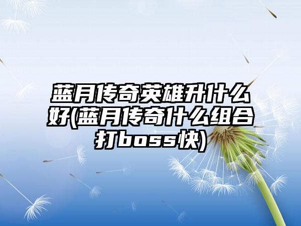 蓝月传奇英雄升什么好(蓝月传奇什么组合打boss快)