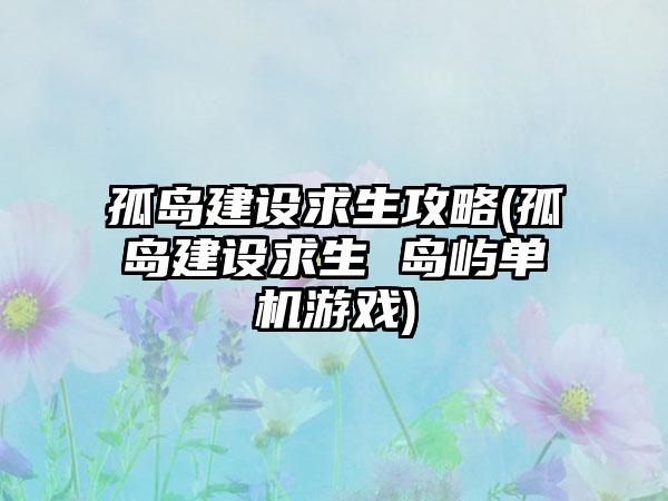 孤岛建设求生攻略(孤岛建设求生 岛屿单机游戏)