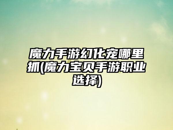 魔力手游幻化宠哪里抓(魔力宝贝手游职业选择)