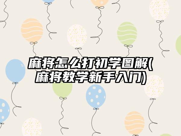 麻将怎么打初学图解(麻将教学新手入门)