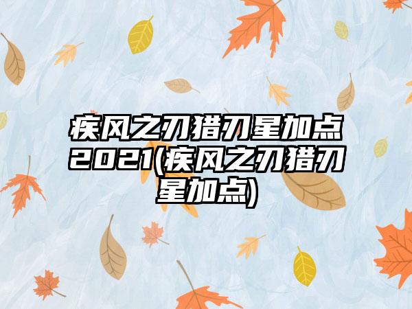 疾风之刃猎刃星加点2021(疾风之刃猎刃星加点)
