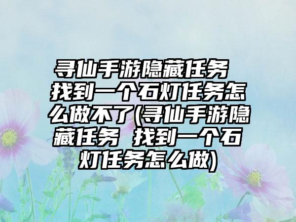 寻仙手游隐藏任务 找到一个石灯任务怎么做不了(寻仙手游隐藏任务 找到一个石灯任务怎么做)