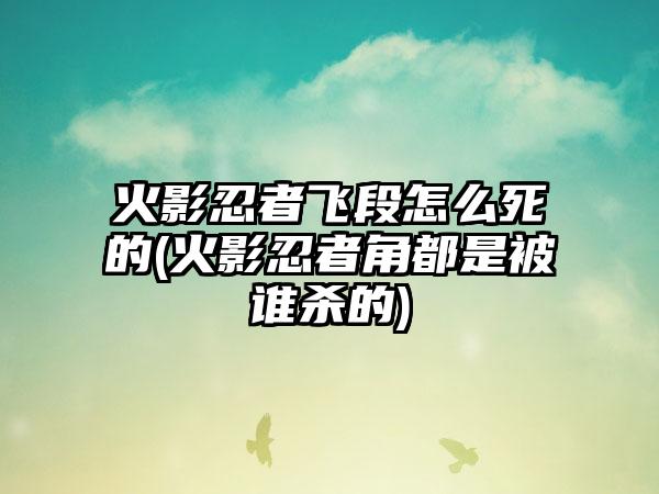 火影忍者飞段怎么死的(火影忍者角都是被谁杀的)