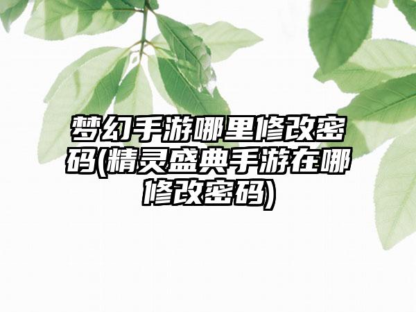 梦幻手游哪里修改密码(精灵盛典手游在哪修改密码)