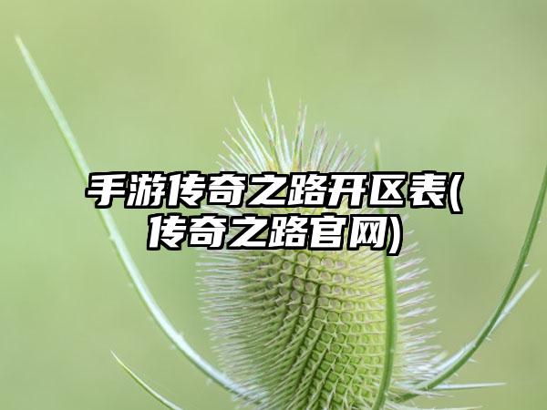 手游传奇之路开区表(传奇之路官网)