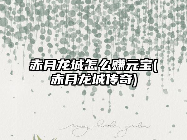 赤月龙城怎么赚元宝(赤月龙城传奇)