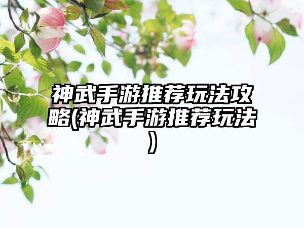 神武手游推荐玩法攻略(神武手游推荐玩法)