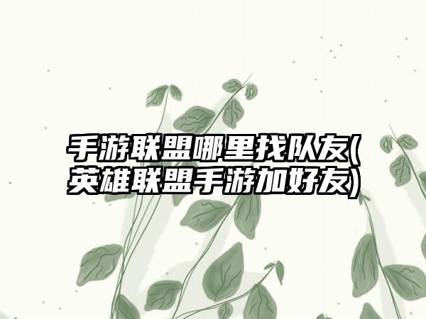 手游联盟哪里找队友(英雄联盟手游加好友)