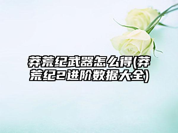 莽荒纪武器怎么得(莽荒纪2进阶数据大全)