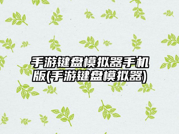 手游键盘模拟器手机版(手游键盘模拟器)