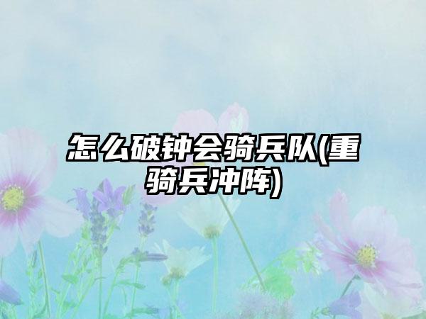 怎么破钟会骑兵队(重骑兵冲阵)