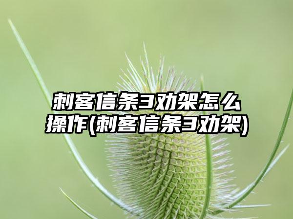 刺客信条3劝架怎么操作(刺客信条3劝架)