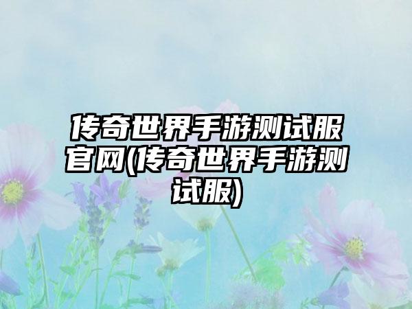传奇世界手游测试服官网(传奇世界手游测试服)