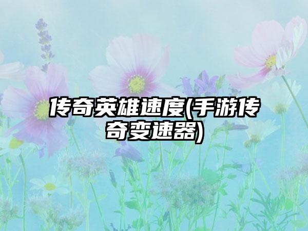 传奇英雄速度(手游传奇变速器)